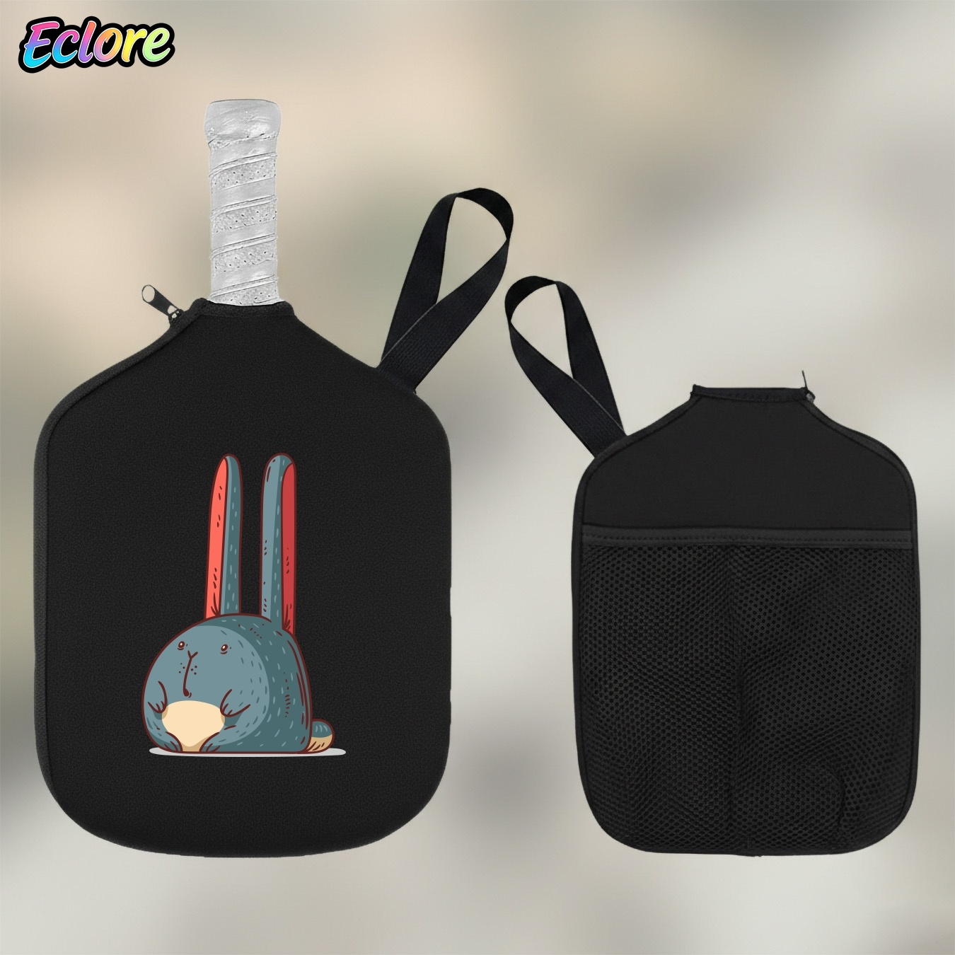 Racket Cover Bag - Sevimli Tavşan Pickleball Raket Çantası, Dayanıklı